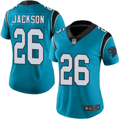 Carolina Panthers Limited Blue Women Donte Jackson Jersey NFL Football #26 Rush Vapor Untouchable->women nfl jersey->Women Jersey